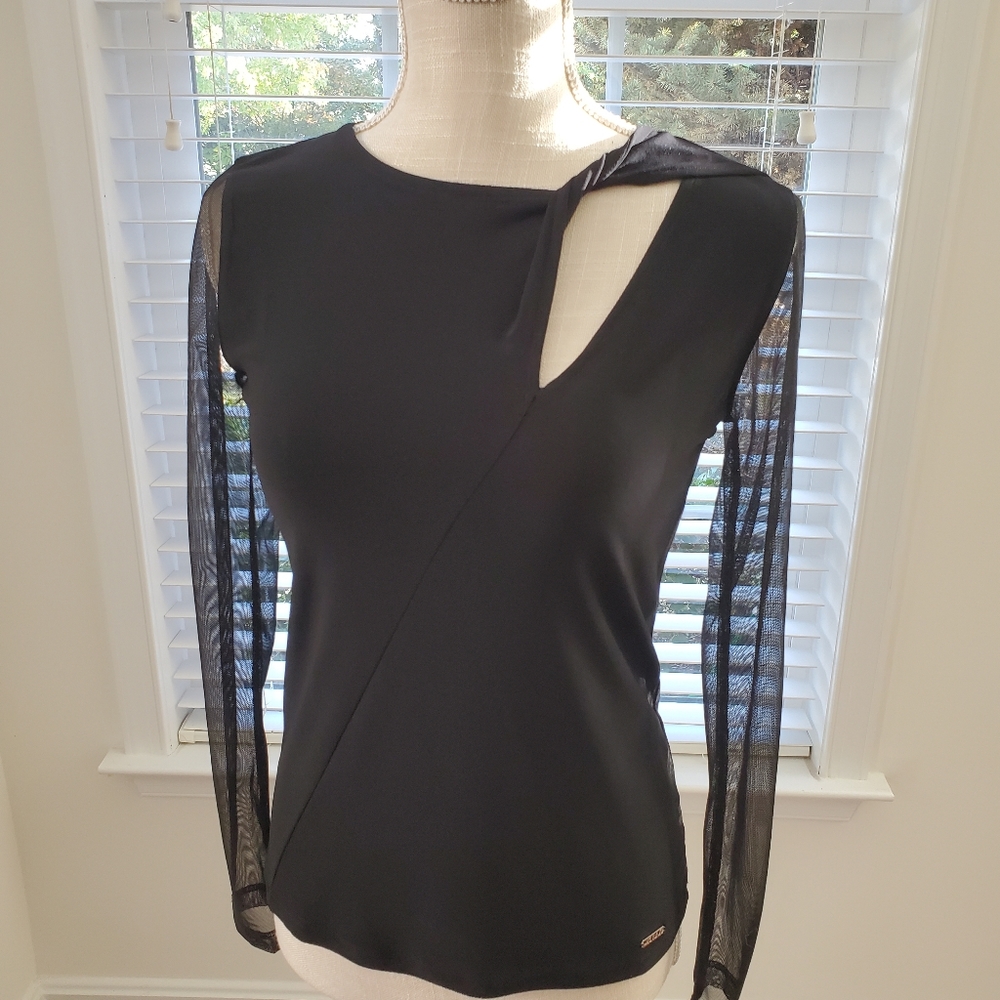 Bundle 2+ Items/30% Discount/New DKNY Keyhole Mesh Sleeve Top
